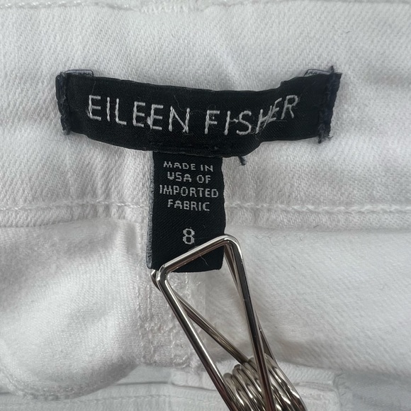 Eileen Fisher White Stretch Organic Cotton Tapered Ankle Jeans Size 8 Women's - Picture 2 of 5